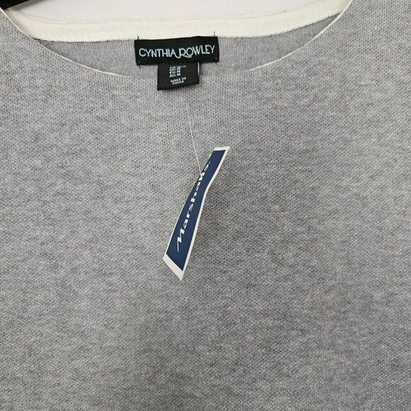 Cynthia Rowley grey soft boat neck sweater with polka dot cuffed sleeves MED - Picture 3 of 7